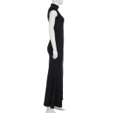 Hollow Out Split Short Sleeve Maxi Dress GPKJ-MR46783