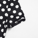 Short Sleeve Polka Dot Print Backless Romper MXBF-J26RP275
