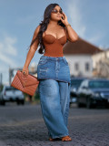 Vintage Faux Two-Piece Wide Leg Jeans SH-391550