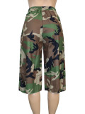 Camouflage Print Wide Leg Fifth Pants SH-391602
