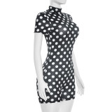 Short Sleeve Polka Dot Print Backless Romper MXBF-J26RP275