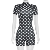 Short Sleeve Polka Dot Print Backless Romper MXBF-J26RP275