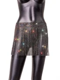 Rhinestone Fishnet Patchwork Skirt GZYY-1166