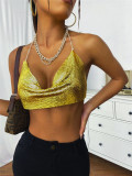 Metal-Chain Sequin Halterneck Tube Top GZYY-842