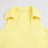 Solid Color Sport Halterneck Short Suit GPKJ-MR49851