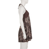Print Halterneck Ruched Mini Dress GPKJ-MR49640