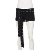 Rivet Decorative Lace Up Shorts GPKJ-MR49597