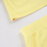 Solid Color Sport Halterneck Short Suit GPKJ-MR49851