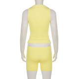 Solid Color Sport Halterneck Short Suit GPKJ-MR49851