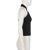 Halterneck Off Shoulder Tank Tops GPKJ-MR49537