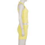 Solid Color Sport Halterneck Short Suit GPKJ-MR49851