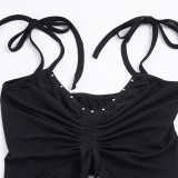 Rivet Ruched Irregular Sling Tank Top GPKJ-MR49805
