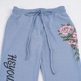 Letter Floral Prints Micro Flare Jeans GPKJ-MR49397
