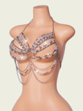 Metal Chain Beaded Hollow Out Tank top GZYY-B25183
