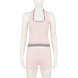 Solid Color Sport Yoga Two Piece Shorts Set GPKJ-MR49881