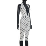 Deep V Neck Backless Print Jumpsuit MXBF-Q26JP118