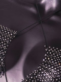 Sexy BacklessHalterneck Fishnet Rhinestone Dress GZYY-21277