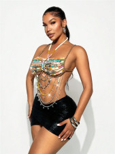 Hollow Out Backless Colored Gemstone Body Chain GZYY-B24652
