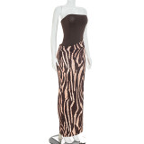 Leopard Print Patchwork Tube Top Dress GSZM-C26DS269
