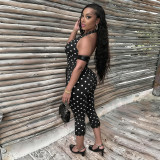 Deep V Neck Backless Print Jumpsuit MXBF-Q26JP118