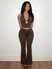 Sleeveless Halterneck Tie Up 2 Piece Pants Set YWXS-K26L2834
