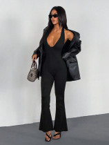 Sleeveless Halterneck Deep V Neck Jumpsuit YWXS-K26L2638