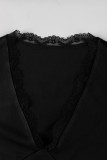 Lace Patchwork Deep V Neck Top YWXS-K26L2390
