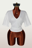 Solid Color V Neck Top YWXS-K26L2440