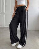 Lace Edge Solid Color Drawstring Sport Pants HNIF-YF305