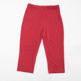 Solid Color Twisted Top Seventh Pants Suit GSZM-D26ST269