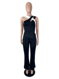 Black White Contrast Color 2 Piece Pants Set SHD-9997
