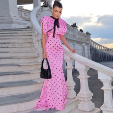 Polka Dot Print Sleeveless Maxi Dress XEF-K6D10158A