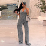 Sleeveless Halterneck Print Jumpsuit(With Hairband) GSZM-D26JP243