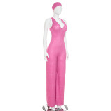 Sleeveless Halterneck Print Jumpsuit(With Hairband) GSZM-D26JP243