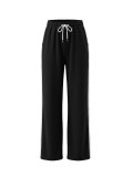 Lace Edge Solid Color Drawstring Sport Pants HNIF-YF305