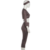 Polka Dot Print Two Piece Pants Set(With Hairband) XEF-K6S11676A