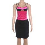 Sexy Sling Tank Tops Pleated Skirt Suit XEF-K6S13063A