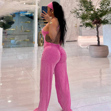Sleeveless Halterneck Print Jumpsuit(With Hairband) GSZM-D26JP243