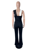 Black White Contrast Color 2 Piece Pants Set SHD-9997