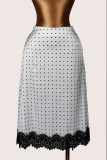 Lace Patchwork Polka Dot Print Mid-Skirts GXIY-K26L2106