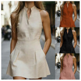 Sleeveless Solid Color Mini Dress GXIY-K26L2774
