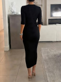 Solid Color Zipper Long Dress GHYX-JYP7034