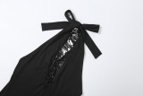 Halterneck Backless Tassel Irregular Dress DLSF-K6D12056A