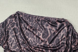 Off Shoulder Leopard Print Split Maxi Dress GJYO-JD305625