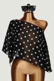 Polka Dot Print Slash Shoulder Tops GXIY-K26L2593