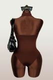 Deep V Neck Solid Color Bodysuit GXIY-K26L2382