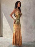 Retro Prints Sexy Backless Sling Maxi Dress GXIY-K26L2755