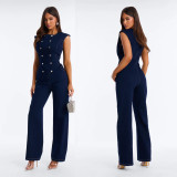 Fashion Loose Denim Sleeveless Jumpsuit LX-3591