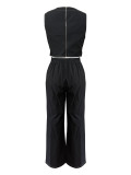 Solid Color Sleeveless Tops Pants Suit YH-9030