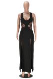Lace Hollow Out Patchwork Split Maxi Dress MZ-26009